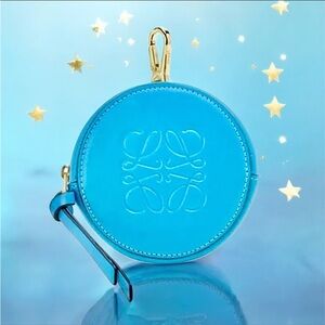 🆕💞LOEWE Cookie Anagram Embossed Purse Charm Belt Bag Key Holder • CYAN BLUE